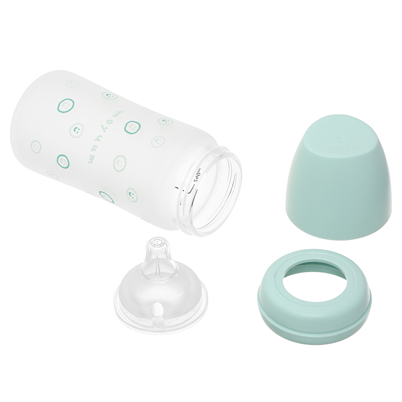Bình sữa thủy tinh tráng silicone Moyuum cổ rộng 240 ml - Mặt cười (từ 2 tháng) 4
