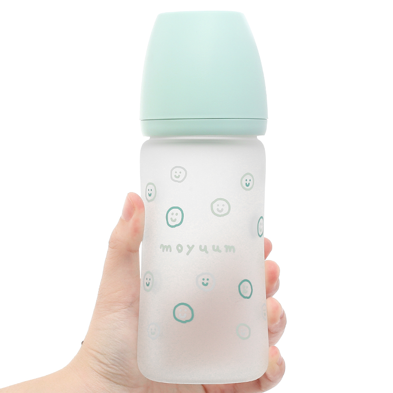 Bình sữa thủy tinh tráng silicone Moyuum cổ rộng 240 ml - Mặt cười (từ 2 tháng) 8