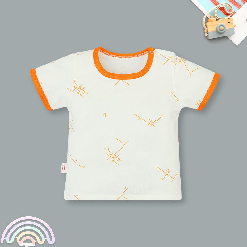 Bộ tay ngắn cổ thuyền IQ Baby màu trắng viền cam 2