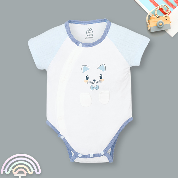 Bodysuit unisex La Pomme sợi tre xanh - trắng