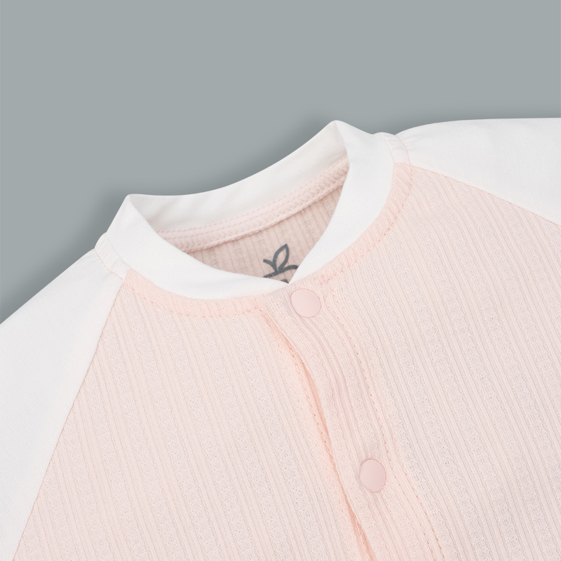 Bodysuit cài giữa raglan bạn thỏ tai dài La Pomme màu hồng - trắng 3