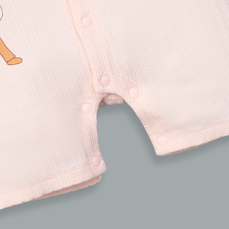 Bodysuit cài giữa raglan bạn thỏ tai dài La Pomme màu hồng - trắng 6