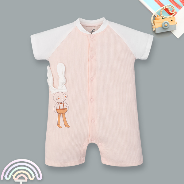 Bodysuit unisex La Pomme modal hồng - trắng