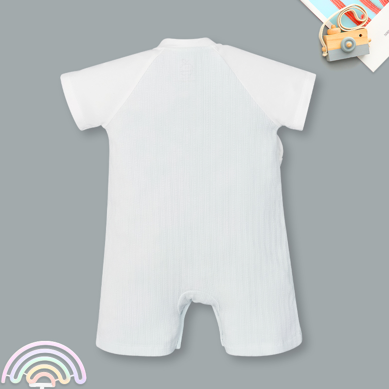 Bodysuit cài giữa raglan bạn thỏ tai dài La Pomme màu hồng - trắng 14