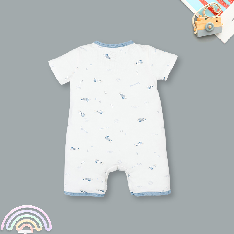 Bodysuit cài vai họa tiết ngộ nghĩnh La Pomme màu hồng - trắng 14