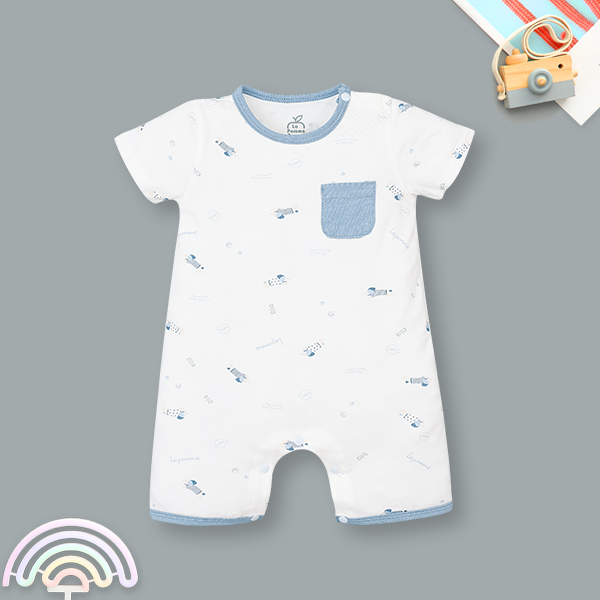 Bodysuit unisex La Pomme sợi tre xanh - trắng