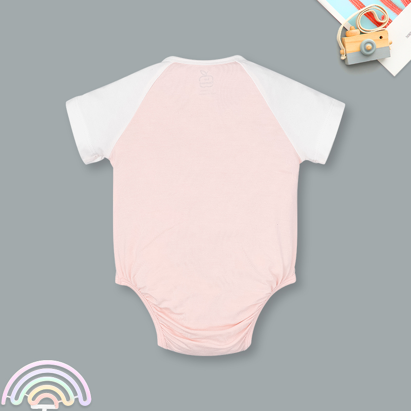 Bodysuit cài vai raglan xin chào bạn mới La Pomme màu hồng - trắng 6