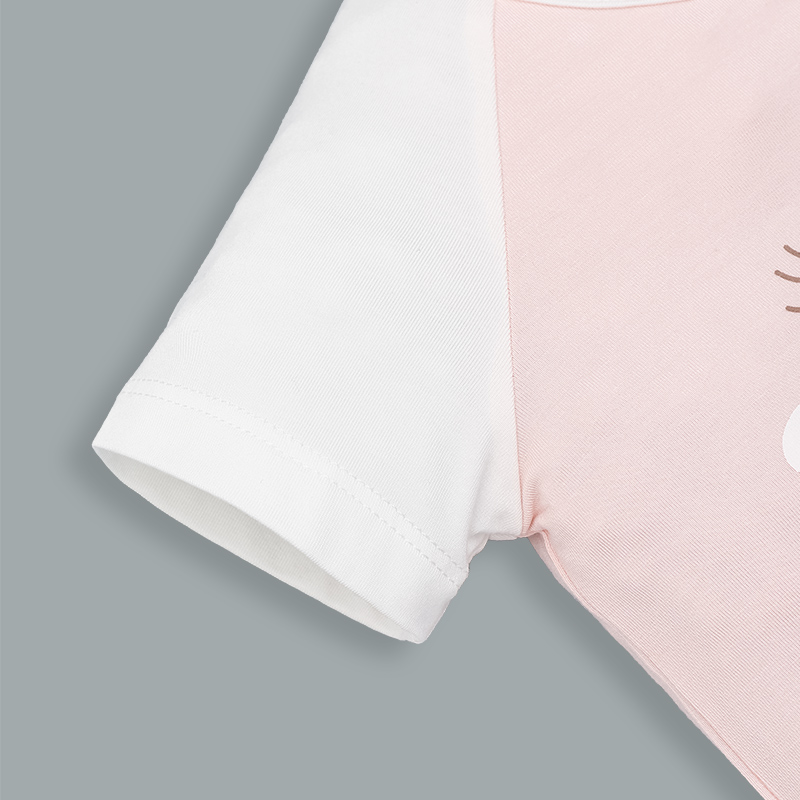 Bodysuit cài vai raglan xin chào bạn mới La Pomme màu hồng - trắng 8