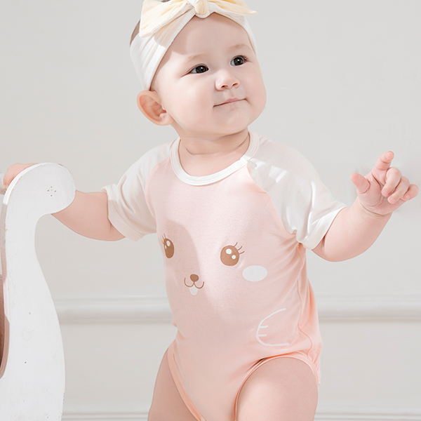 Bodysuit unisex La Pomme sợi tre hồng - trắng