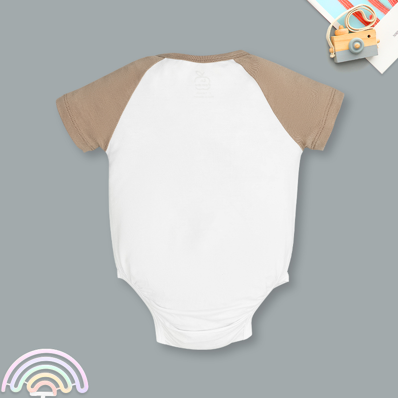 Bodysuit cài vai raglan xin chào bạn mới La Pomme màu hồng - trắng 16