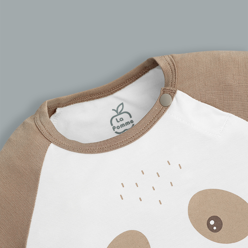 Bodysuit cài vai raglan xin chào bạn mới La Pomme màu hồng - trắng 17