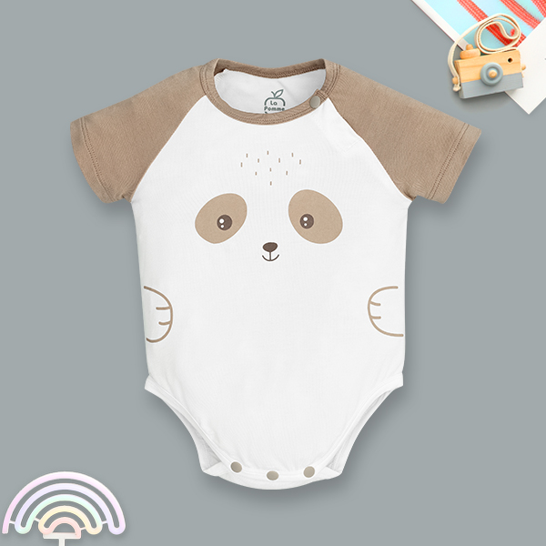 Bodysuit unisex La Pomme sợi tre nâu - trắng