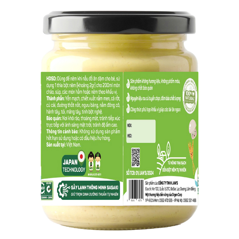 Bột nêm Jan's Kodomo rau củ, tảo hũ 90g 8