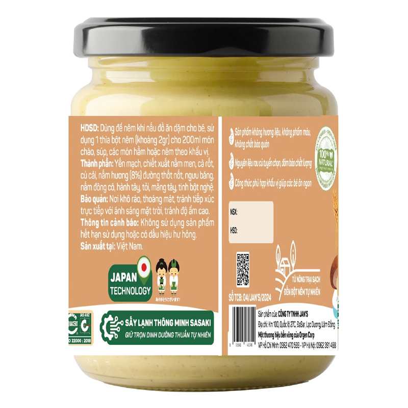 Bột nêm Jan's Kodomo rau củ, tảo hũ 90g 5
