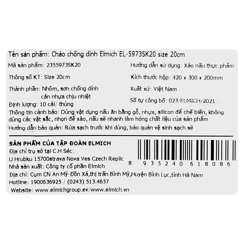 Combo 2 chảo nhôm chống dính vân đá đáy từ 20 cm Elmich EL-5973SK20 11