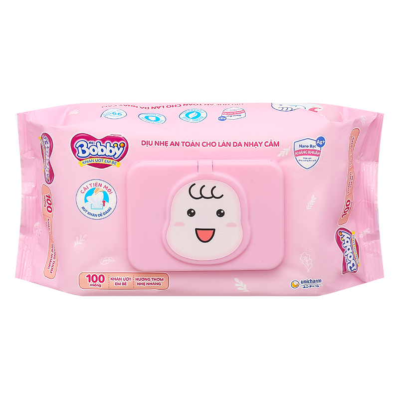 Combo 2 khăn ướt Bobby dịu nhẹ cho da nhạy cảm hương thơm nhẹ nhàng gói 100 miếng 3