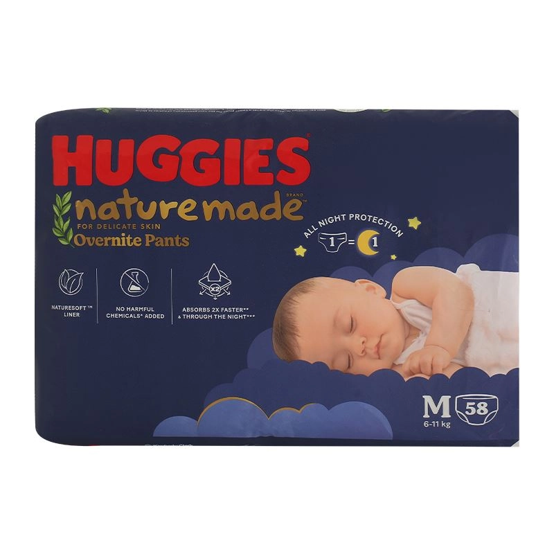 Combo 2 tã quần Huggies Nature made Overnite size M 58 miếng/bịch (6 - 11kg) 17