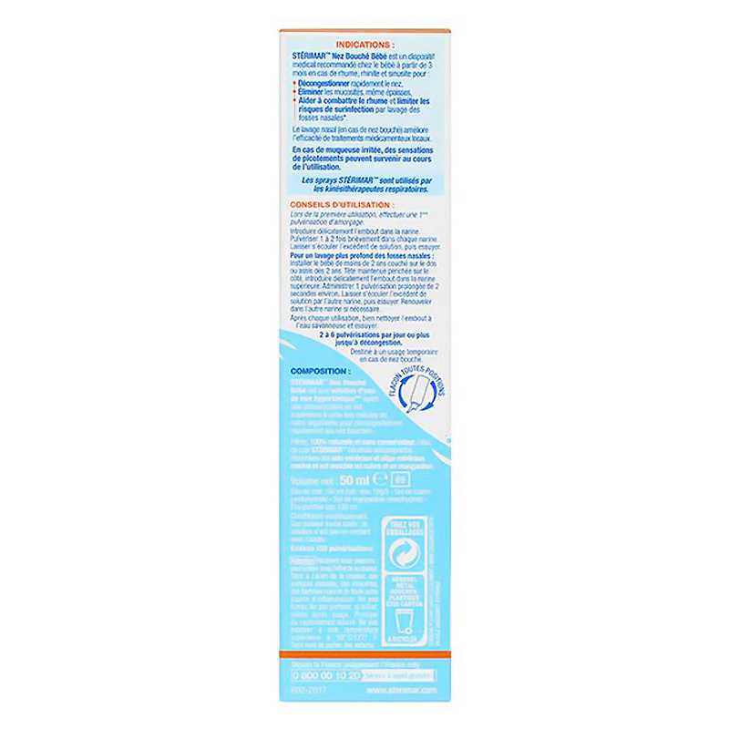 Dung dịch xịt mũi Sterimar Blocked Nose Baby hỗ trợ giảm viêm mũi cho bé chai 50 ml 3