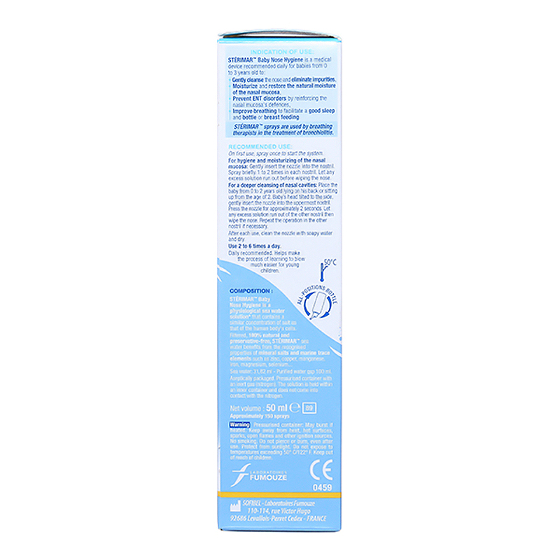 Dung dịch xịt mũi Sterimar Nose Hygiene Baby giảm nghẹt mũi cho bé chai 50 ml 4