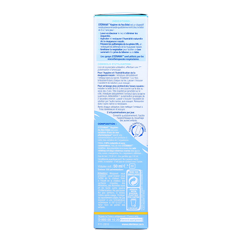 Dung dịch xịt mũi Sterimar Nose Hygiene Baby giảm nghẹt mũi cho bé chai 50 ml 5