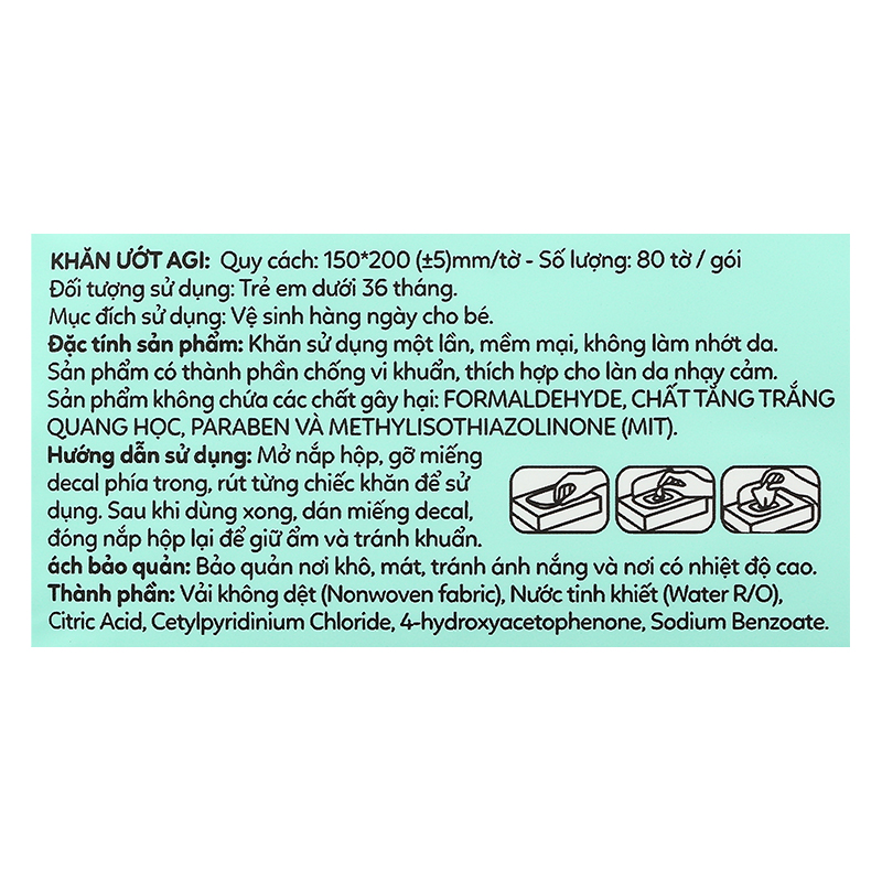 Combo 2 khăn ướt Agi không mùi gói 80 miếng - Con mèo 10