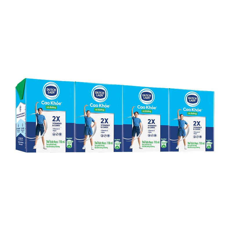 Lốc 4 hộp sữa tươi tiệt trùng Dutch Lady cao khỏe có đường 110 ml (từ 1 tuổi)