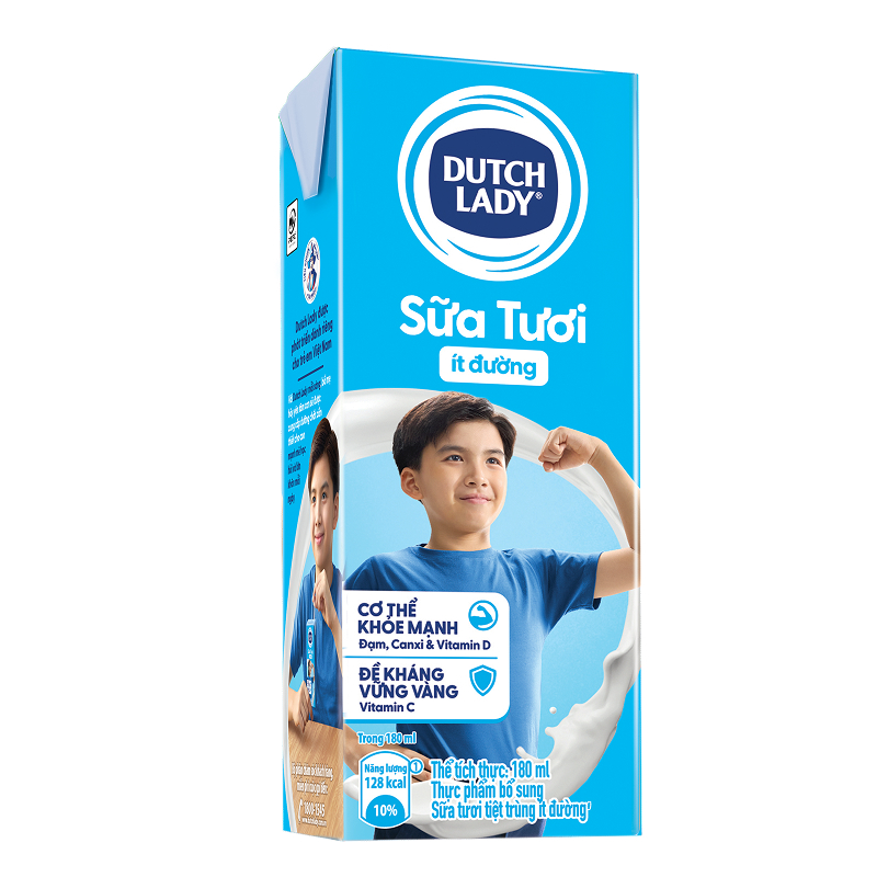 Thùng 48 hộp sữa tươi tiệt trùng Dutch Lady ít đường 180 ml (từ 1 tuổi) 8