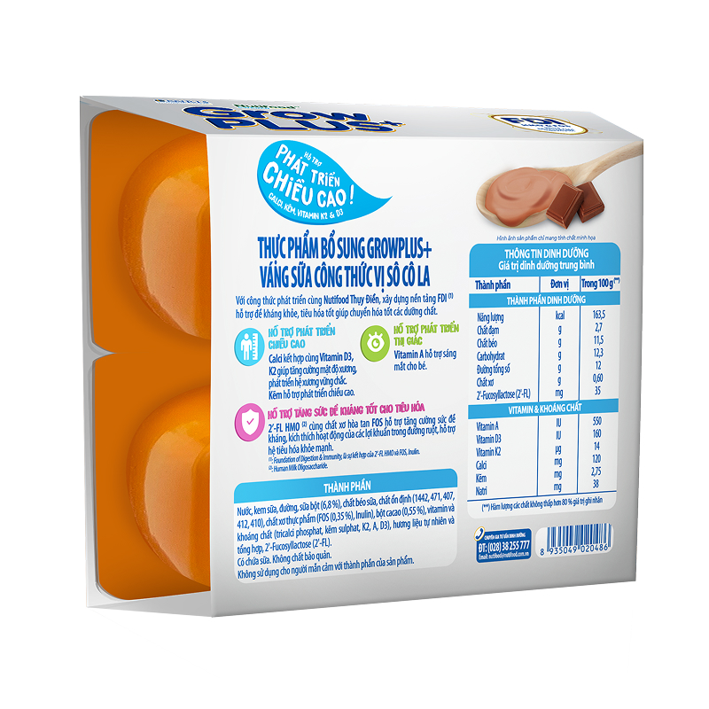 Lốc 4 hũ váng sữa Nutifood GrowPLUS+ vị vani 55g (từ 6 tháng) 5