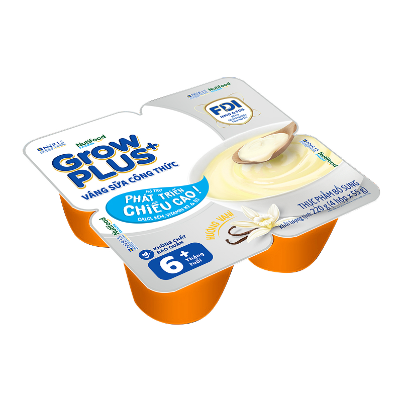 Lốc 4 hũ váng sữa Nutifood GrowPLUS+ vị vani 55g (từ 6 tháng) 3