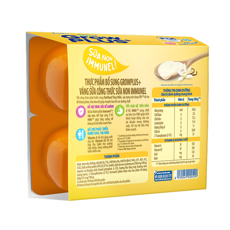 Lốc 4 hũ váng sữa Nutifood Immunel vị vani 55g (từ 6 tháng) 2
