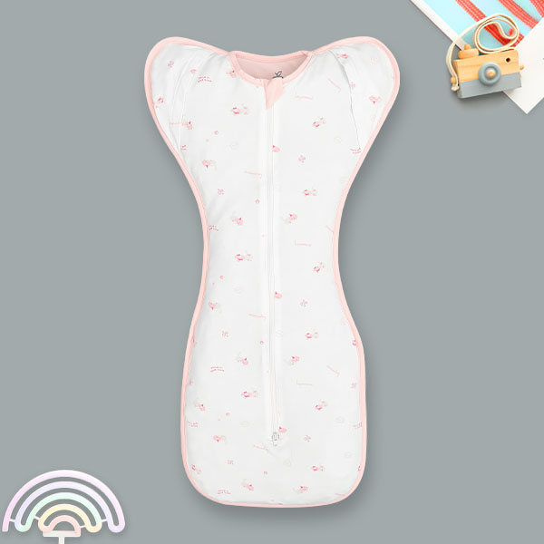 Nhộng chũn unisex La Pomme sợi tre hồng - trắng