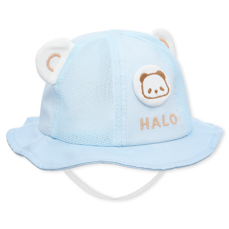 Nón vành cho bé TOP KIDS thêu gấu HALO màu xanh dương 3