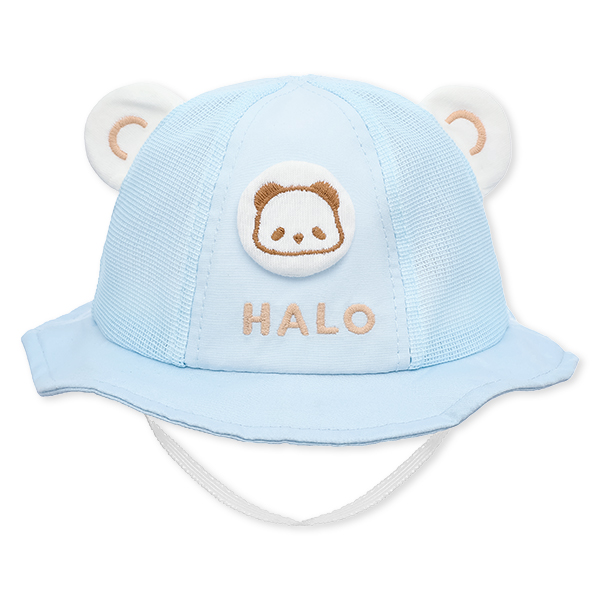 Nón vành TOP KIDS thêu gấu HALO màu xanh dương