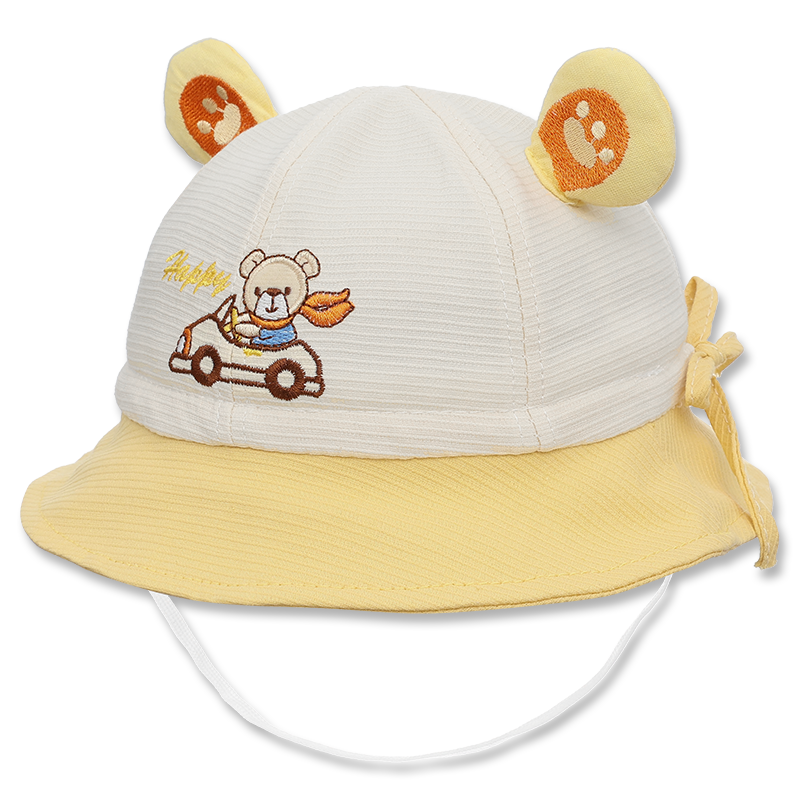 Nón vành cho bé TOP KIDS thêu ô tô Happy màu hồng - be 11