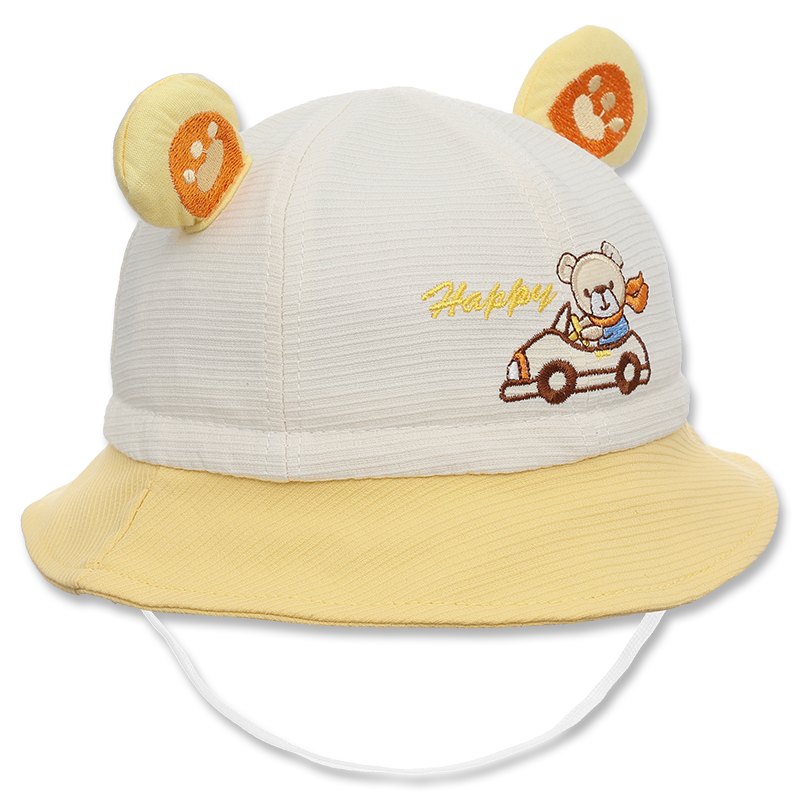 Nón vành cho bé TOP KIDS thêu ô tô Happy màu hồng - be 12
