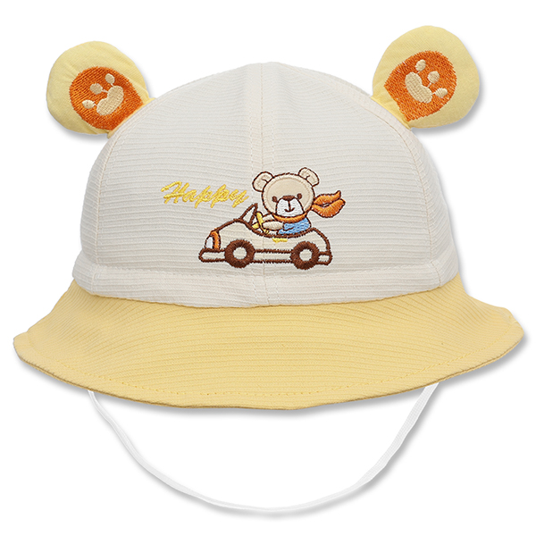 Nón vành TOP KIDS thêu ô tô Happy màu vàng - be