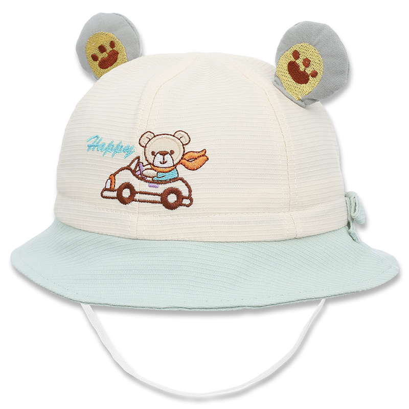 Nón vành cho bé TOP KIDS thêu ô tô Happy màu hồng - be 20