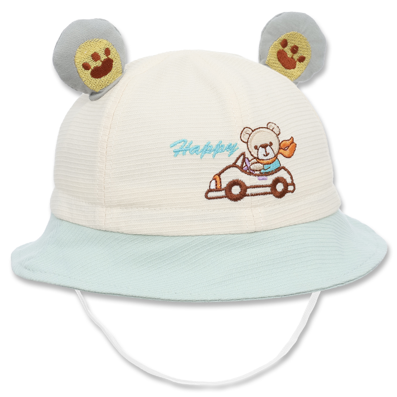 Nón vành cho bé TOP KIDS thêu ô tô Happy màu hồng - be 21