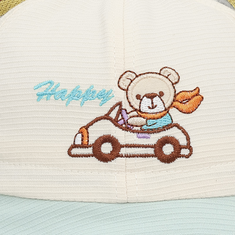 Nón vành cho bé TOP KIDS thêu ô tô Happy màu hồng - be 23