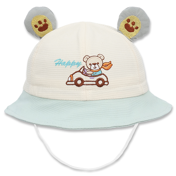 Nón vành TOP KIDS thêu ô tô Happy màu xanh mint - be