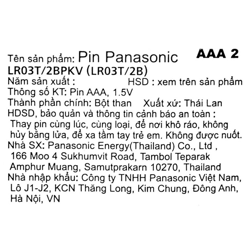 Pin AAA 2 viên Panasonic Alkaline LR03T/2B - Giao bao bì ngẫu nhiên 14