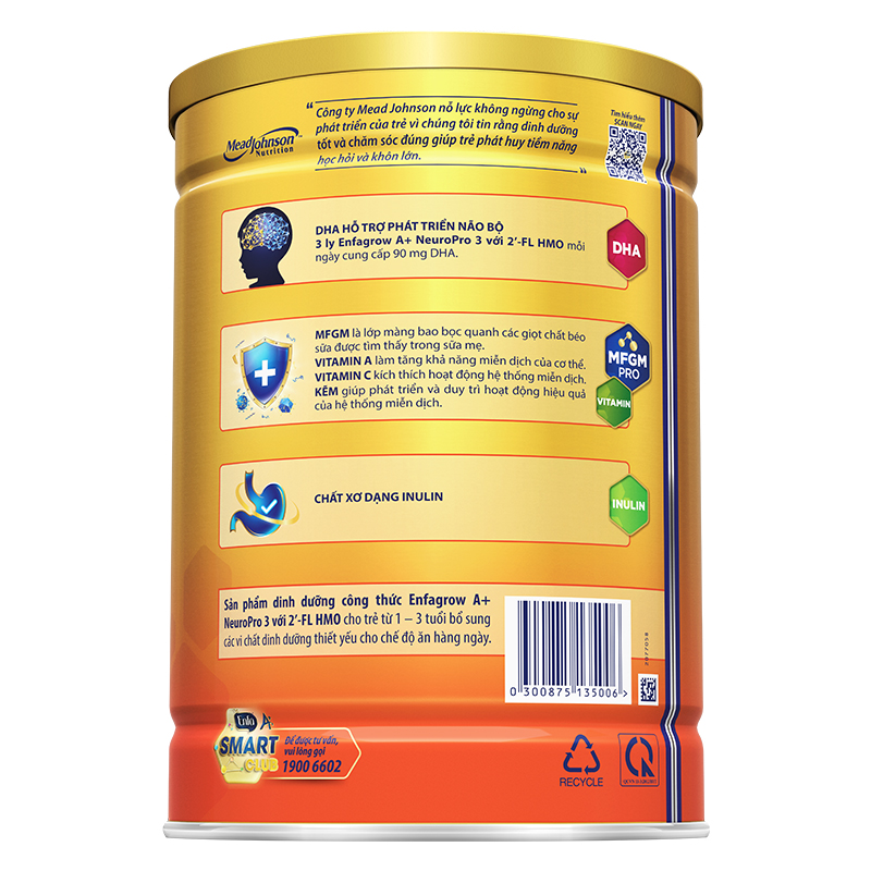Sữa bột Enfagrow A+ Neuropro số 3 hương vani 1.7 kg (1 - 3 tuổi) - Giao bao bì ngẫu nhiên 3