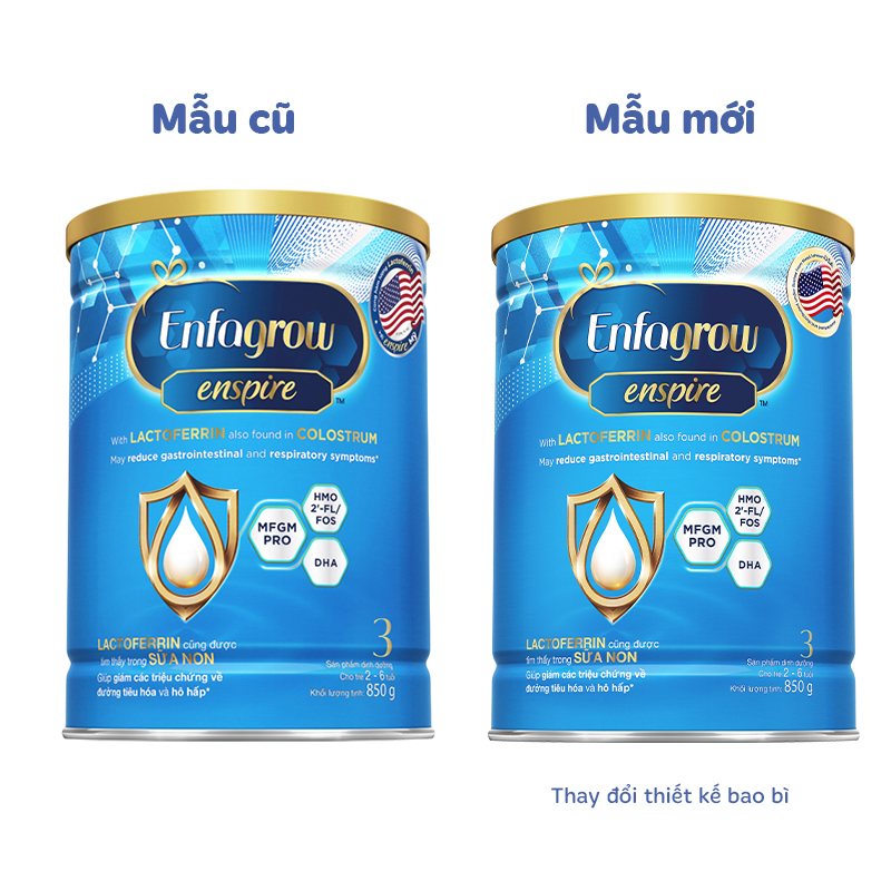 Sữa bột Enfagrow Enspire số 3 850g (2 - 6 tuổi) - Giao bao bì ngẫu nhiên 2