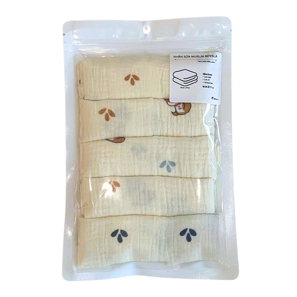 Set 5 khăn sữa Bessla muslin động vật