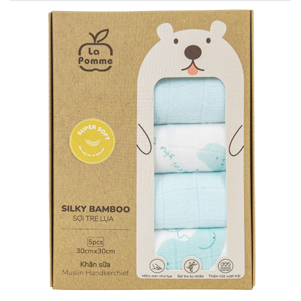 Set 5 khăn sữa La Pomme sợi tre bé bỏng của ba