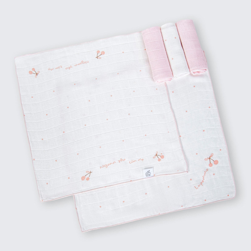 Set 5 cái khăn sữa sợi tre La Pomme 3 lớp 30x30 cm - Ngôi làng 16