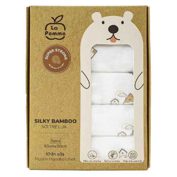 Set 5 khăn sữa La Pomme sợi tre ngôi làng