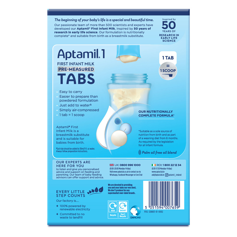 Sữa bột dạng thanh Aptamil Pre-Measured Tabs số 1 552g (0 - 6 tháng) 2