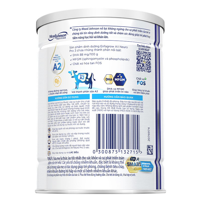 Sữa bột Enfagrow A2 Neuropro số 3 (đạm quý A2) 350g (1 - 6 tuổi) - Giao bao bì ngẫu nhiên 3