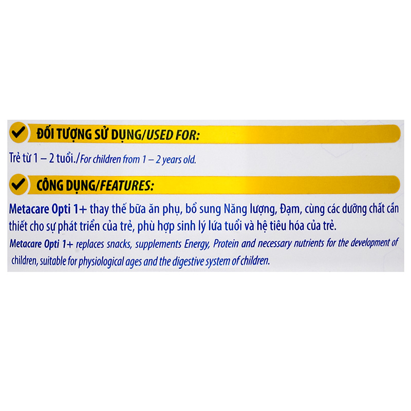 Sữa bột MetaCare Opti 1+ (sữa non) 850g (1 - 2 tuổi) 11